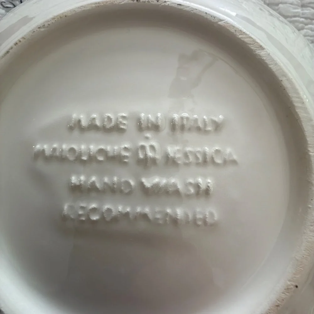 Maioliche Jessica, Italy Embossed Ceramic Fish Large Serving Bowl Coastal 13